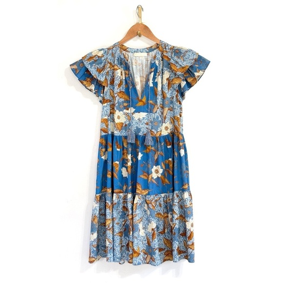 NWOT Ulla Johnson Mini Ruffle-Sleeve Floral Gail Tiered Dress - Picture 2 of 6